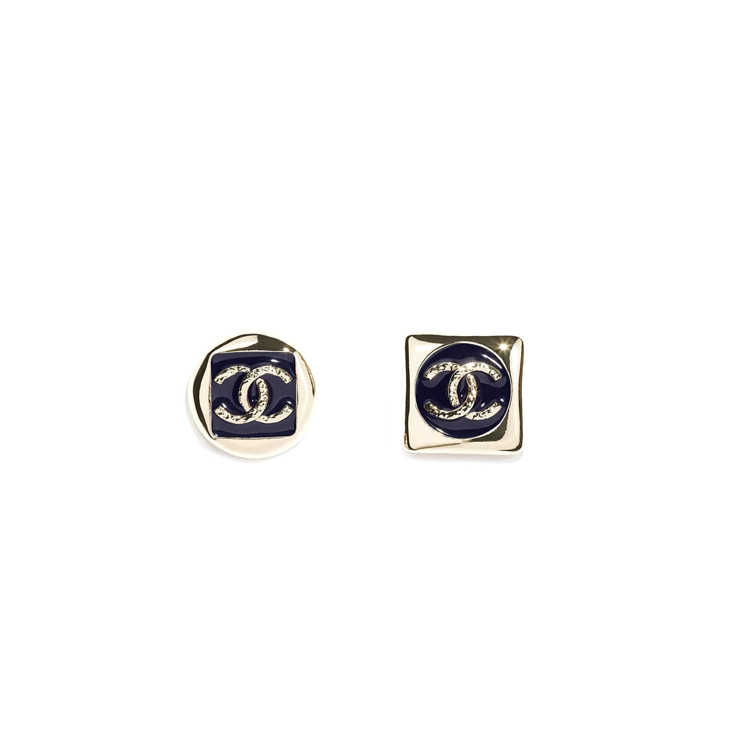 CHANEL EARRINGS - METAL AND RESIN, GOLD AND DARK BLUE ABG906